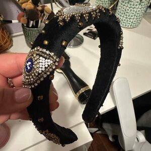 Elegant Black Beaded Headband